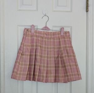 Pink plaid skirt